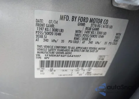 2015 Ford Explorer Limited z USA, uszkodzony, nr VIN 1FM5K8F82FGA41057